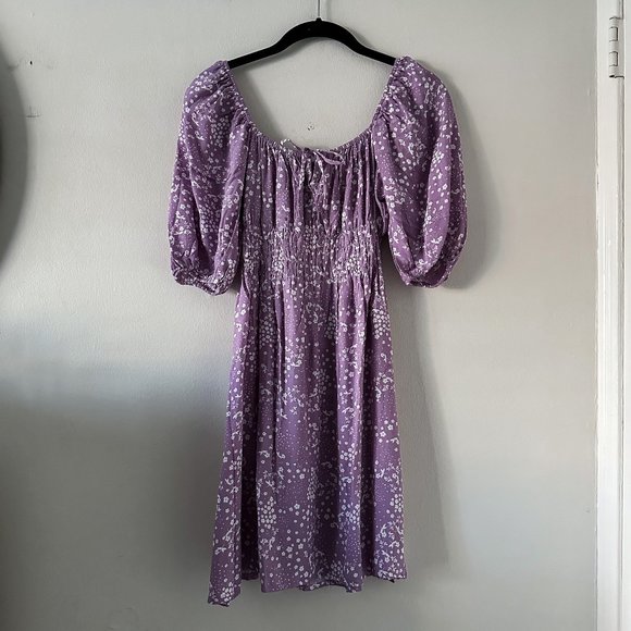 Faithfull the Brand Francis Mini Dress Stevie Floral Lavender Size US6 Medium - Picture 2 of 9